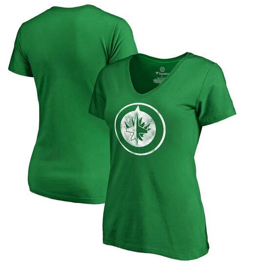 2020 NHL Winnipeg Jets Fanatics Branded Women St. Patrick Day White Logo TShirt  Kelly Green->nhl t-shirts->Sports Accessory